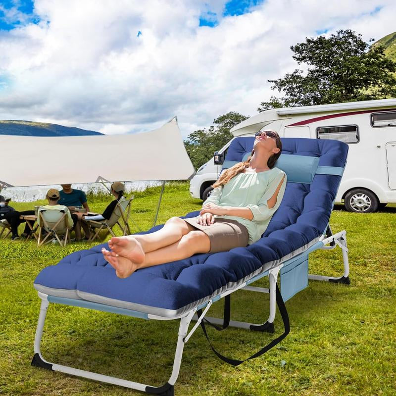Docred Tanning Chair with Face Hole – 5-Position Adjustable Recliner, Foldable Lounge Chair with Detachable Pillow for Sunbathing, Beach, Pool, Lawn, and Camping