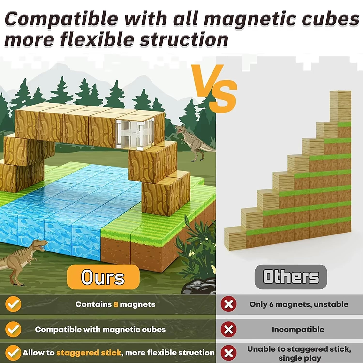 100pcs Magnetic Building Blocks Set | STEM Educational Toys for Kids 6+ | Construction Magnet Cubes for Boys Girls | Montessori Sensory Gift