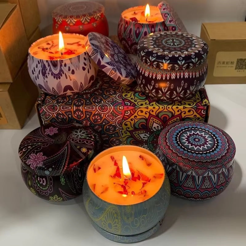 Vintage Scented Soy Wax Candles – 1/4PCS Flower Fragrance Candle Jars for Gifts & Home Decor