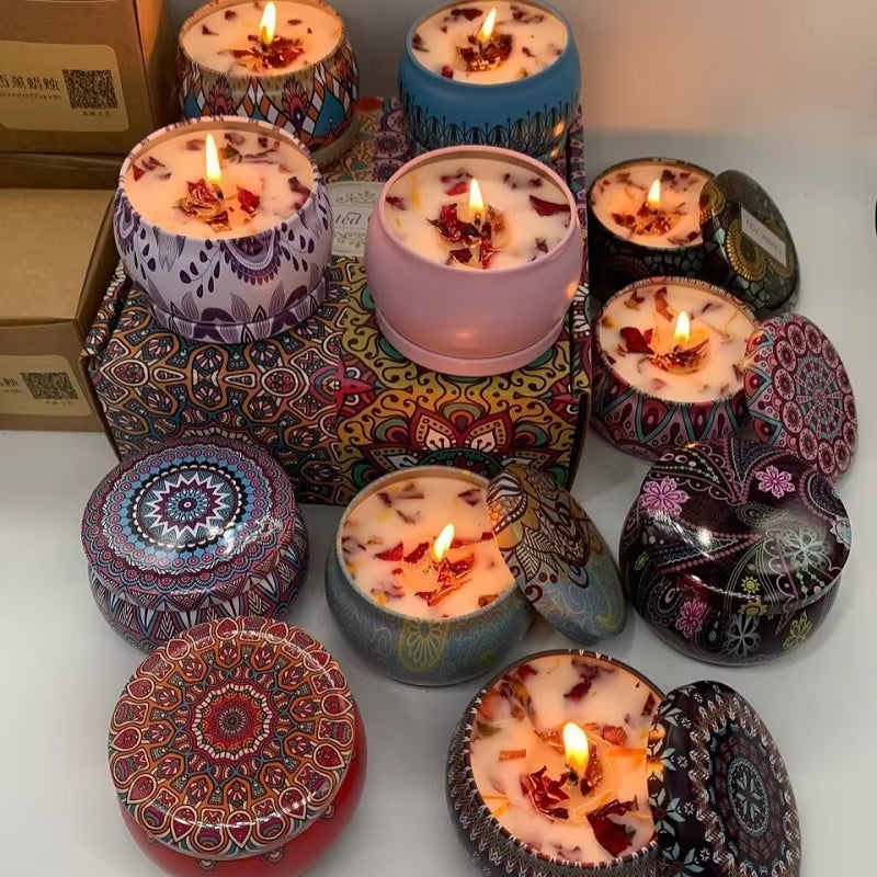 Vintage Scented Soy Wax Candles – 1/4PCS Flower Fragrance Candle Jars for Gifts & Home Decor