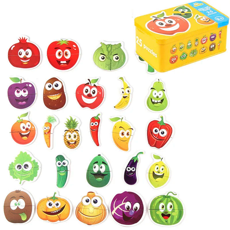 Baby Puzzle Montessori Educational Toys Wood 3D Puzzle Games Iron Box children Puzzles Jigsaw Wooden Puzzles For Kids 2 3 4 Year - Happy Bambino