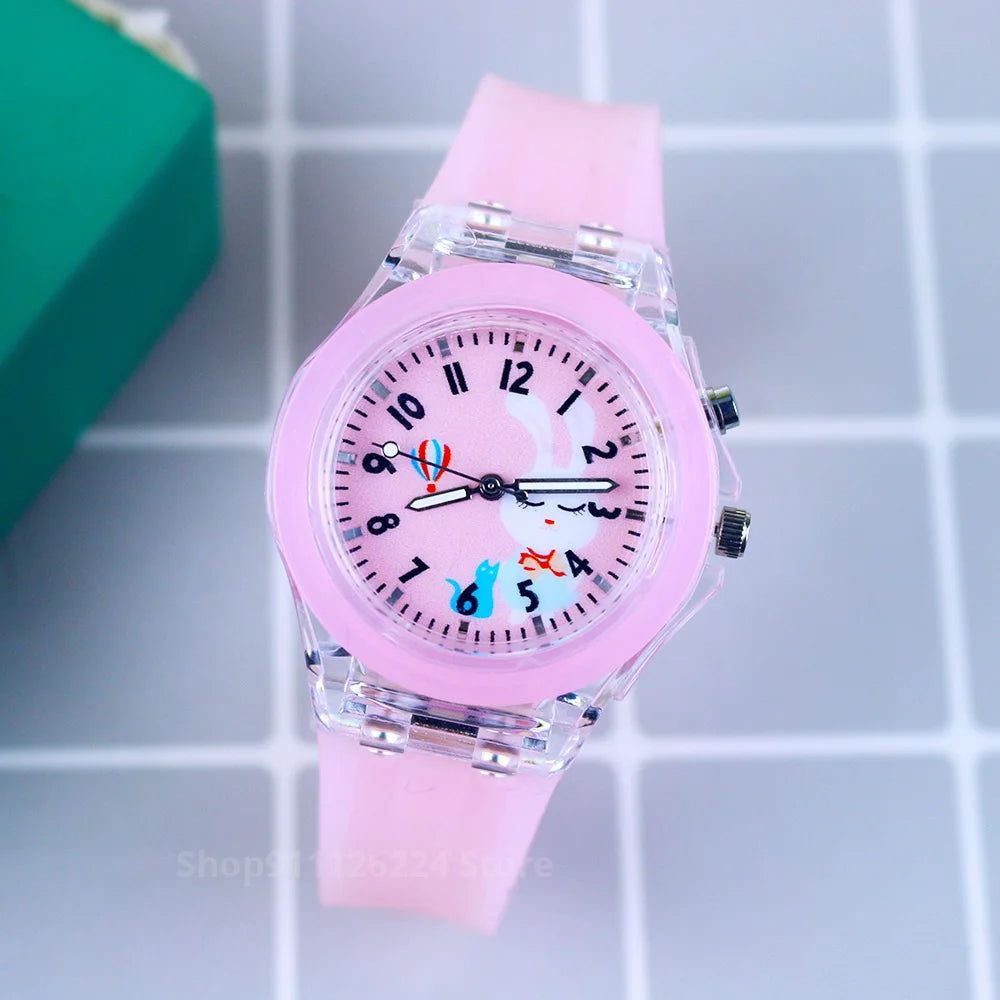 Disney Princess Elsa Kids Watches Girls Silicone Strap Cartoon Luminous Light Children Wrist Watch Toys Clock reloj infantil - Happy Bambino
