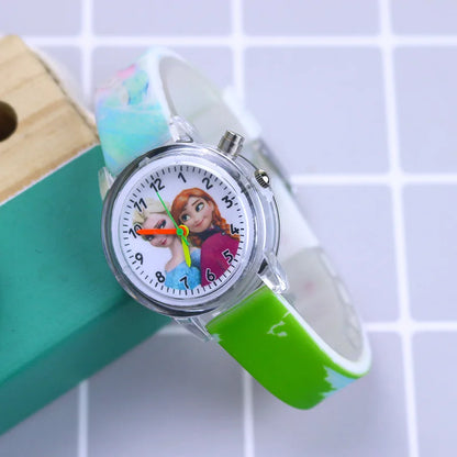Disney Princess Elsa Kids Watches Girls Silicone Strap Cartoon Luminous Light Children Wrist Watch Toys Clock reloj infantil - Happy Bambino