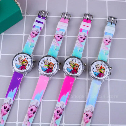Disney Princess Elsa Kids Watches Girls Silicone Strap Cartoon Luminous Light Children Wrist Watch Toys Clock reloj infantil - Happy Bambino