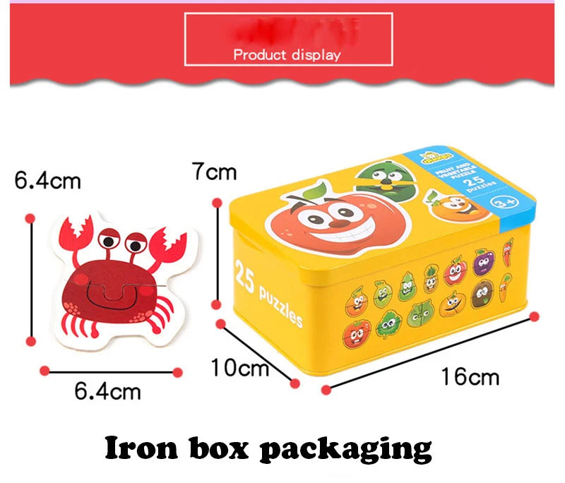 Baby Puzzle Montessori Educational Toys Wood 3D Puzzle Games Iron Box children Puzzles Jigsaw Wooden Puzzles For Kids 2 3 4 Year - Happy Bambino