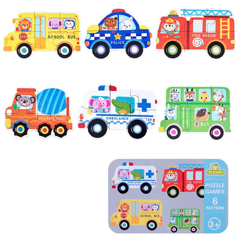 Baby Puzzle Montessori Educational Toys Wood 3D Puzzle Games Iron Box children Puzzles Jigsaw Wooden Puzzles For Kids 2 3 4 Year - Happy Bambino