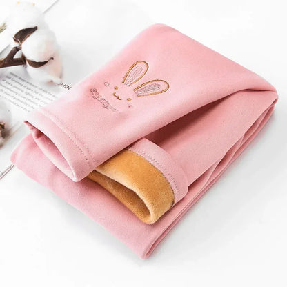 Clearance_3-8 Years Girl Leggings Baby Bunny Pants Kids Autumn Winter Thermal Tights Children Fleece Lined Fashion Trousers Casu - Happy Bambino