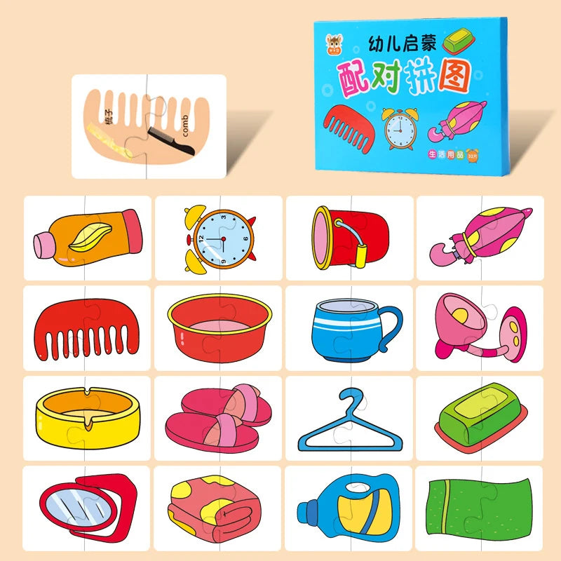 Baby Puzzle Montessori Educational Toys Wood 3D Puzzle Games Iron Box children Puzzles Jigsaw Wooden Puzzles For Kids 2 3 4 Year - Happy Bambino
