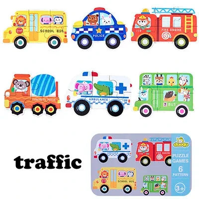 Baby Puzzle Montessori Educational Toys Wood 3D Puzzle Games Iron Box children Puzzles Jigsaw Wooden Puzzles For Kids 2 3 4 Year - Happy Bambino