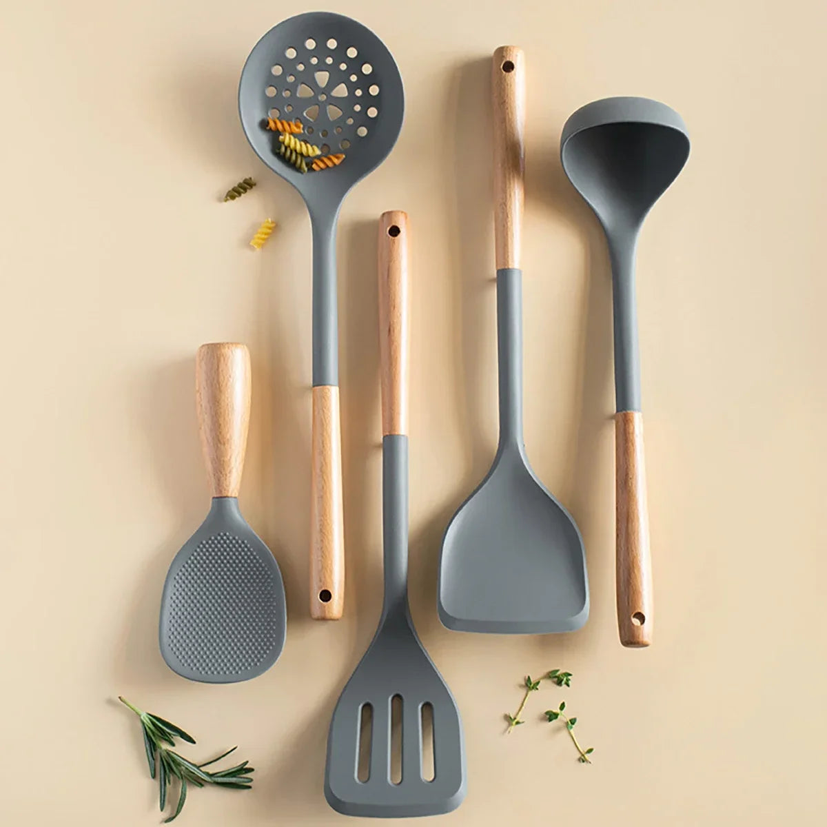 NEW Silicone Spatula Non Stick Pan Wooden Handle Silicone Vegetable Heat-resistant Silicone Cooking Spatula Spoon Kitchen tool - Happy Bambino
