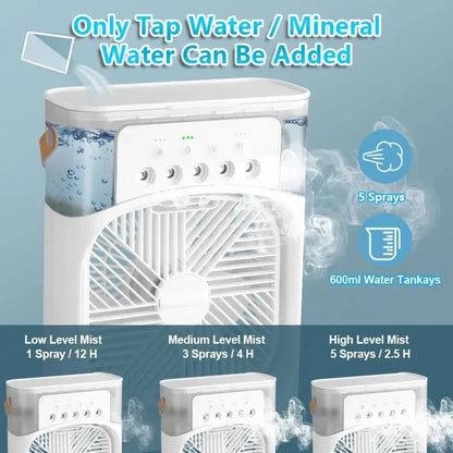 New 3 In 1 Fan AIr Conditioner Household Mini Air Cooler LED Night Light Portable Humidifier Air Adjustment Fan Office Home Fan - Happy Bambino