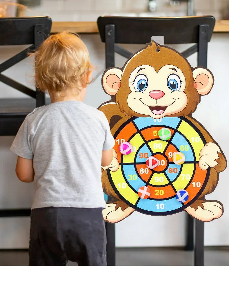 Educational Games Dart Board Baby Toy Stickey Ball Dart Indoor Sports Child Montessori Games for Children 3 to 7 Years - Happy Bambino