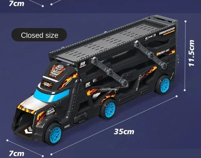 Large Kid Truck Deformation Transporter Car Toys Models Educational Model Folding Track Racing Vehicle Boys Girls Birthday Gift - Happy Bambino