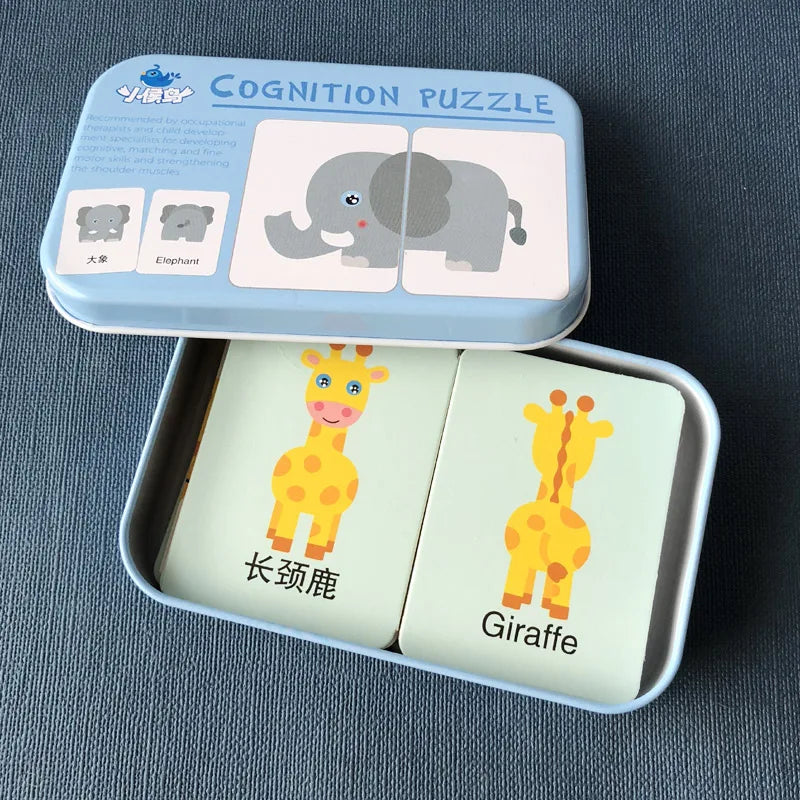 Baby Puzzle Montessori Educational Toys Wood 3D Puzzle Games Iron Box children Puzzles Jigsaw Wooden Puzzles For Kids 2 3 4 Year - Happy Bambino