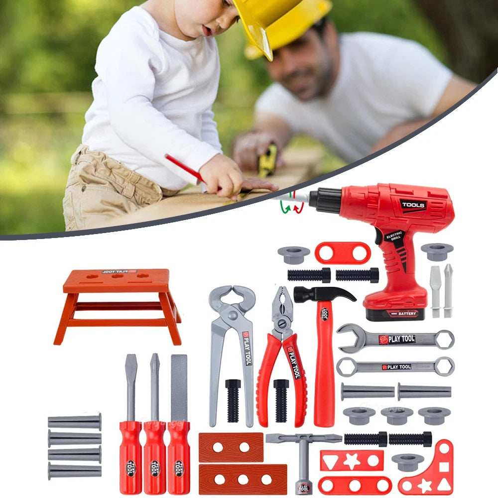 Pretend Tools Kit Kids Play Repair Tool Set Plastic Construction Toys with Screwdrivers for Toddler Boys Girls Child - Happy Bambino