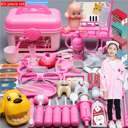 WizKidz Doctor Nurse Role Play Set Medical Tools With Stethoscope & Injectors In A Pretend Play Trolley Box Ideal Gift for Kids - Happy Bambino