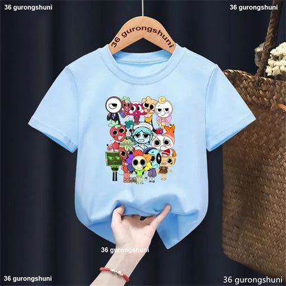 New Dandy'S World T-Shirt Kids Cartoon Figure Print T Shirt Boys Girls Casual Short Sleeve Top Game Dandys World Boys Tshirts - Happy Bambino