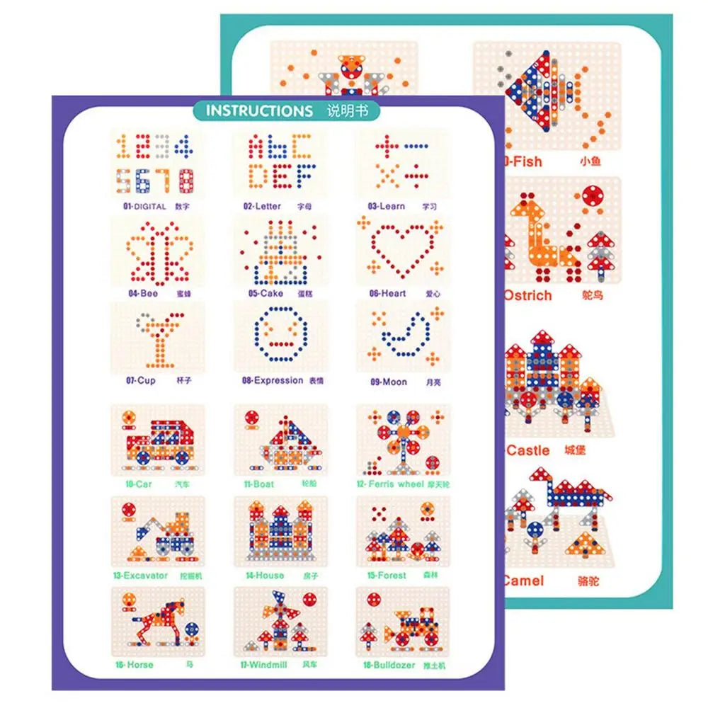Children DIY Tool Toys Set Electric Drill Screw Nuts 3D Puzzle Toy Pretend Play Tool Kits 2D/3D Educational Toy - Happy Bambino