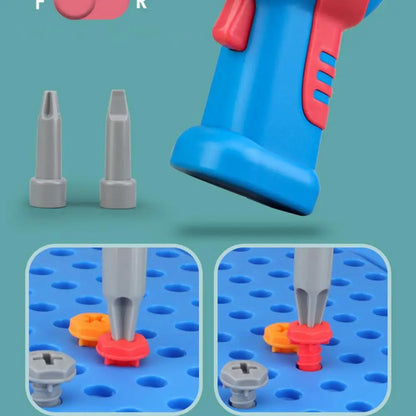 Children DIY Tool Toys Set Electric Drill Screw Nuts 3D Puzzle Toy Pretend Play Tool Kits 2D/3D Educational Toy - Happy Bambino