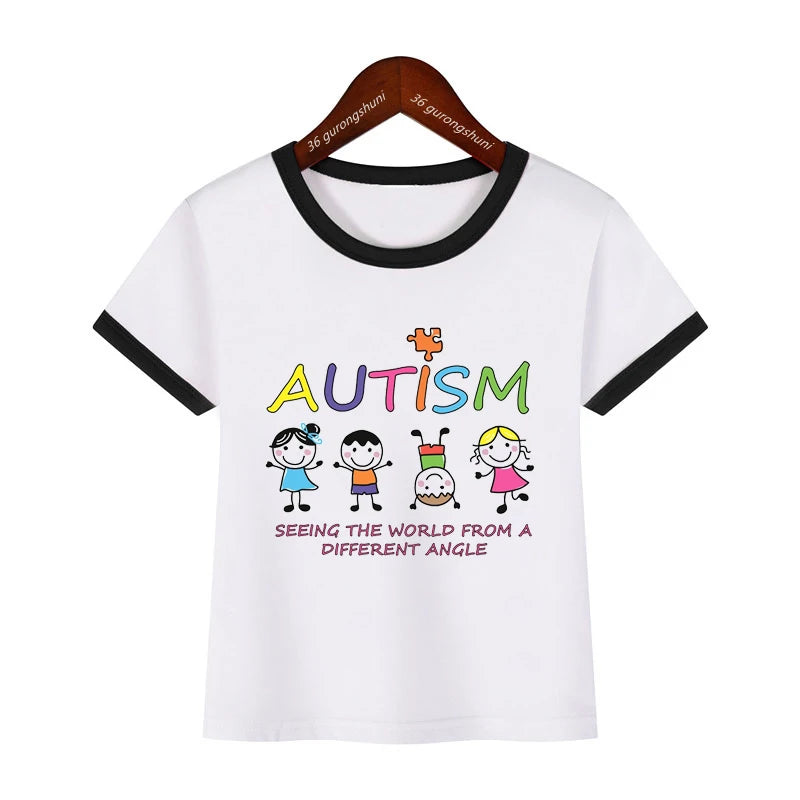 Autism Seeing The World From A Different Angle , Autistic Children Tshirt, Understanding And Supporting Autistic Toddler Tshirts - Happy Bambino