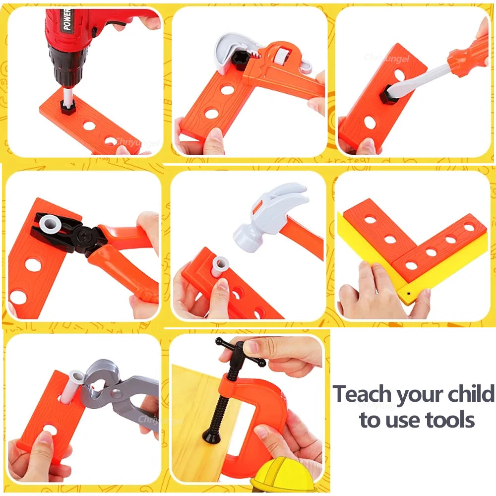 Pretend Tools Kit Kids Play Repair Tool Set Plastic Construction Toys with Screwdrivers for Toddler Boys Girls Child - Happy Bambino