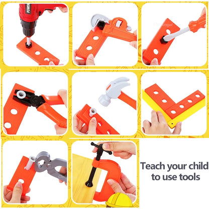 Pretend Tools Kit Kids Play Repair Tool Set Plastic Construction Toys with Screwdrivers for Toddler Boys Girls Child - Happy Bambino