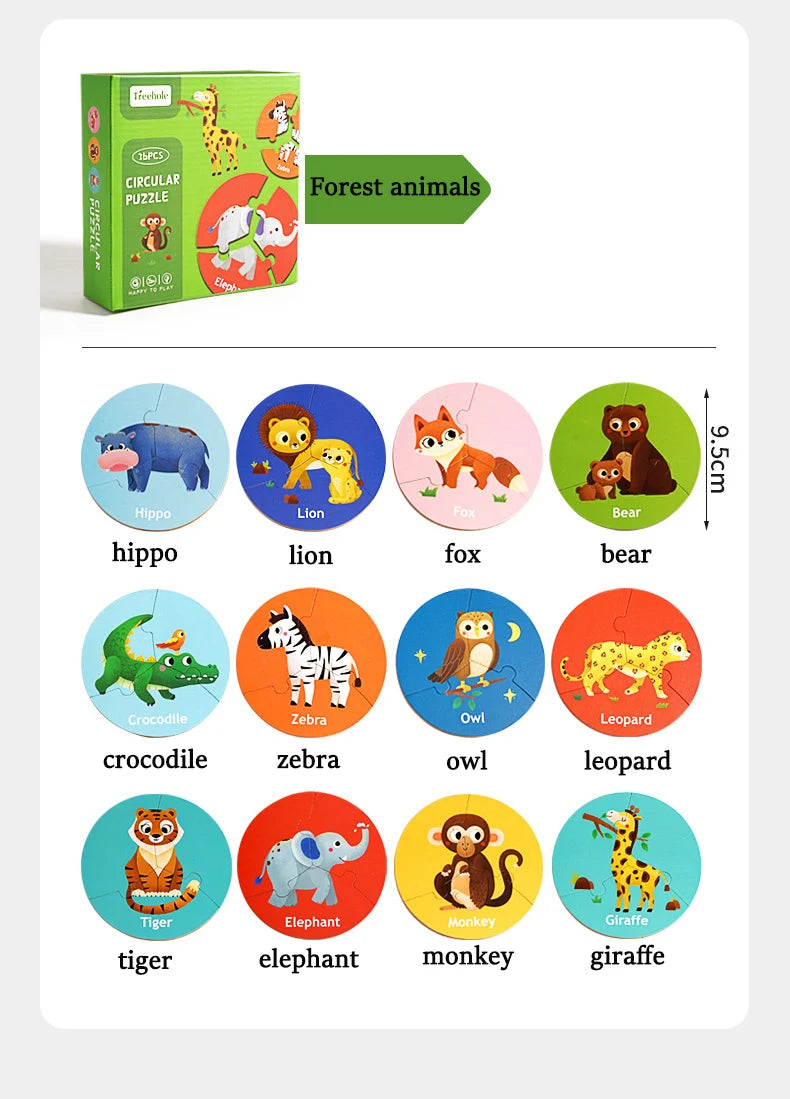 Baby Puzzle Montessori Educational Toys Wood 3D Puzzle Games Iron Box children Puzzles Jigsaw Wooden Puzzles For Kids 2 3 4 Year - Happy Bambino