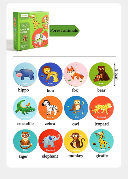 Baby Puzzle Montessori Educational Toys Wood 3D Puzzle Games Iron Box children Puzzles Jigsaw Wooden Puzzles For Kids 2 3 4 Year - Happy Bambino
