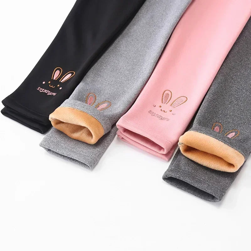 Clearance_3-8 Years Girl Leggings Baby Bunny Pants Kids Autumn Winter Thermal Tights Children Fleece Lined Fashion Trousers Casu - Happy Bambino