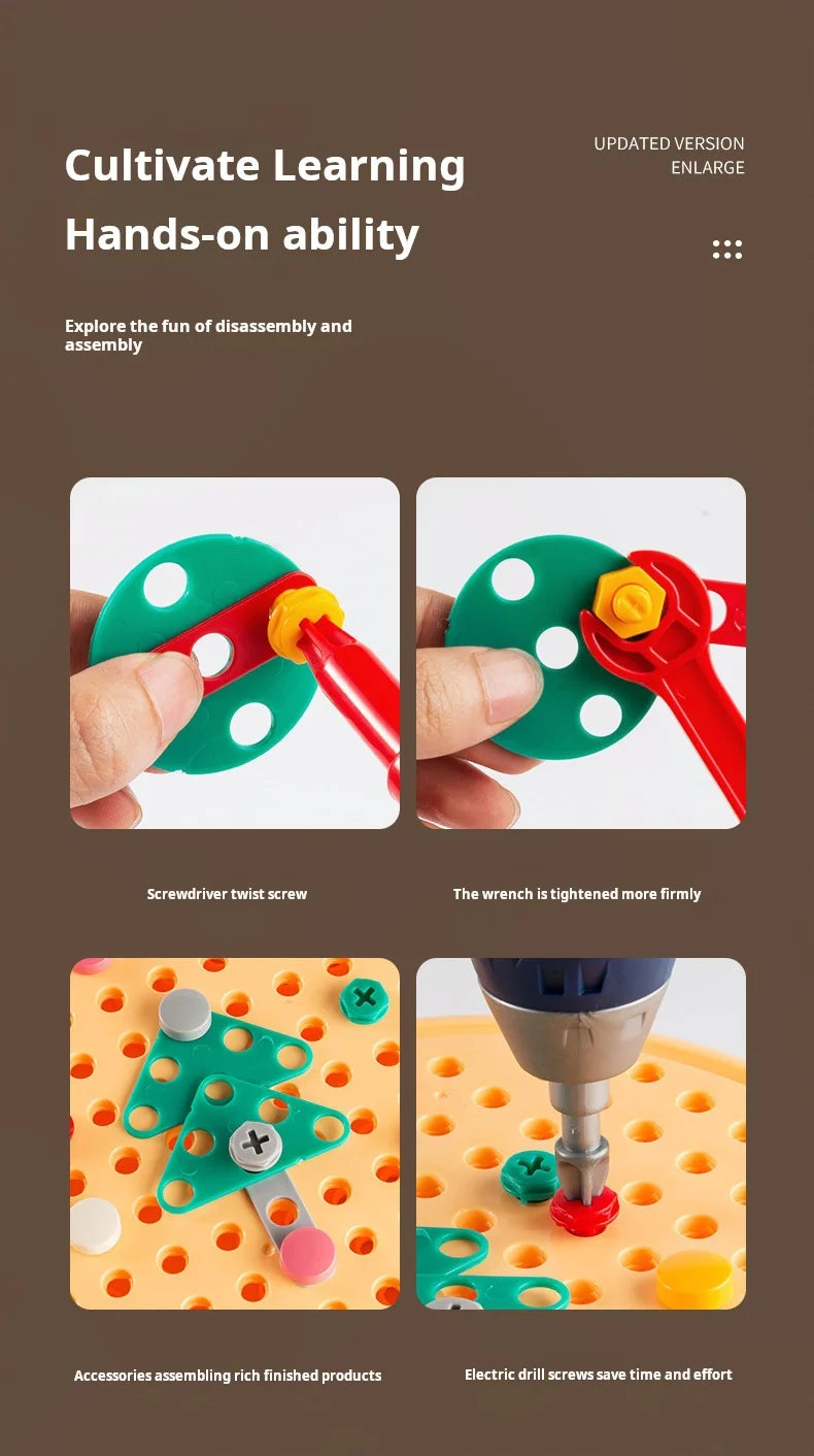 Baby Puzzle Assembling Toys Toolbox Electric Screwdriver Screw Repair Children Repair Kit Educational Toy - Happy Bambino