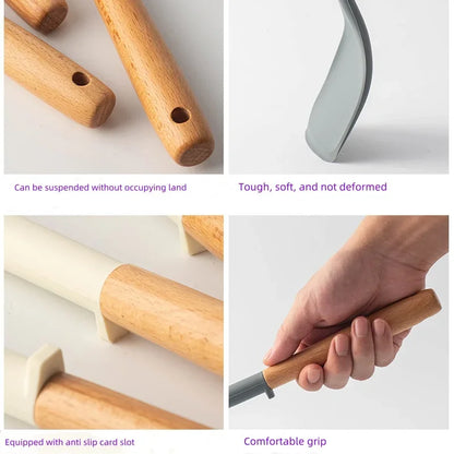 NEW Silicone Spatula Non Stick Pan Wooden Handle Silicone Vegetable Heat-resistant Silicone Cooking Spatula Spoon Kitchen tool - Happy Bambino