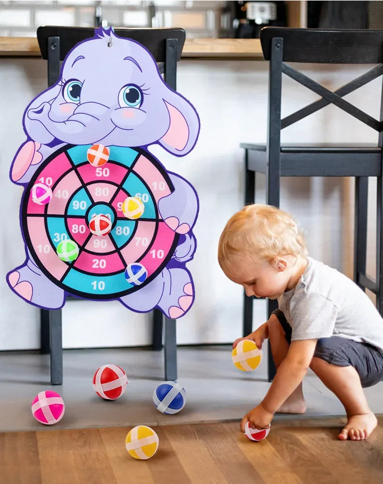 Educational Games Dart Board Baby Toy Stickey Ball Dart Indoor Sports Child Montessori Games for Children 3 to 7 Years - Happy Bambino