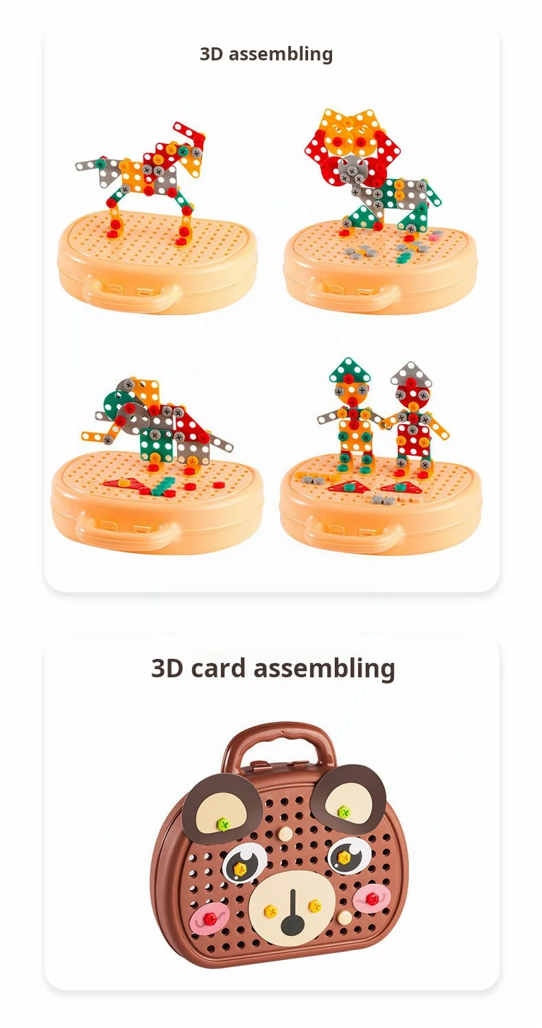 Baby Puzzle Assembling Toys Toolbox Electric Screwdriver Screw Repair Children Repair Kit Educational Toy - Happy Bambino