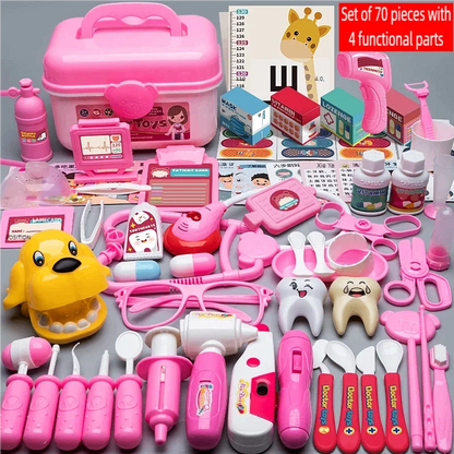 WizKidz Doctor Nurse Role Play Set Medical Tools With Stethoscope & Injectors In A Pretend Play Trolley Box Ideal Gift for Kids - Happy Bambino