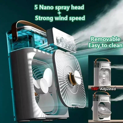New 3 In 1 Fan AIr Conditioner Household Mini Air Cooler LED Night Light Portable Humidifier Air Adjustment Fan Office Home Fan - Happy Bambino