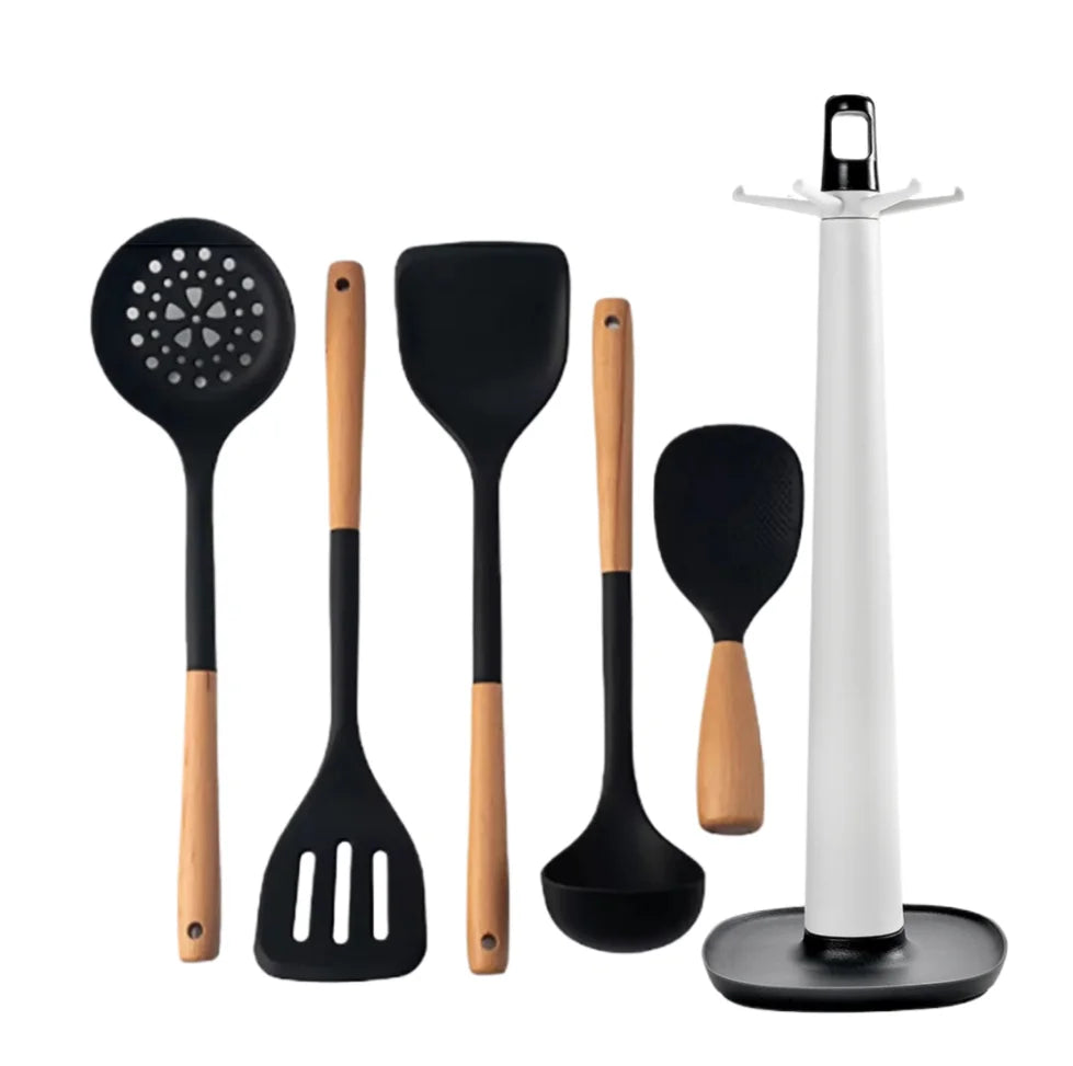 NEW Silicone Spatula Non Stick Pan Wooden Handle Silicone Vegetable Heat-resistant Silicone Cooking Spatula Spoon Kitchen tool - Happy Bambino