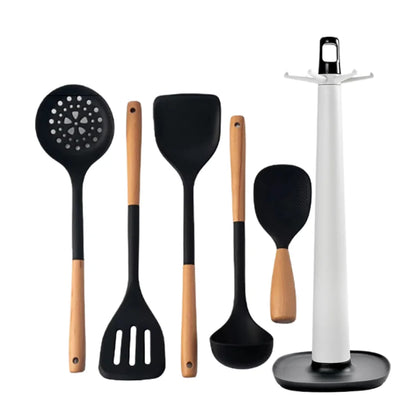 NEW Silicone Spatula Non Stick Pan Wooden Handle Silicone Vegetable Heat-resistant Silicone Cooking Spatula Spoon Kitchen tool - Happy Bambino