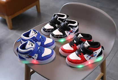 Disney Children's Led Light Shoes Fashion Aoger Spiderman Boys Sneakers Girls Cartton Casual Shoes Breathable Kids Sport Shoes - Happy Bambino