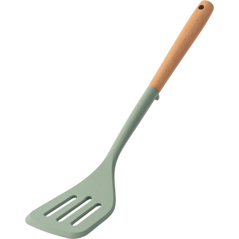 NEW Silicone Spatula Non Stick Pan Wooden Handle Silicone Vegetable Heat-resistant Silicone Cooking Spatula Spoon Kitchen tool - Happy Bambino