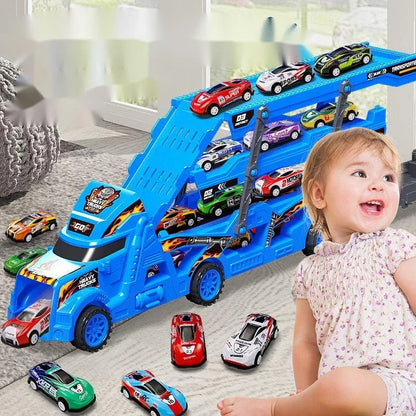 Large Kid Truck Deformation Transporter Car Toys Models Educational Model Folding Track Racing Vehicle Boys Girls Birthday Gift - Happy Bambino