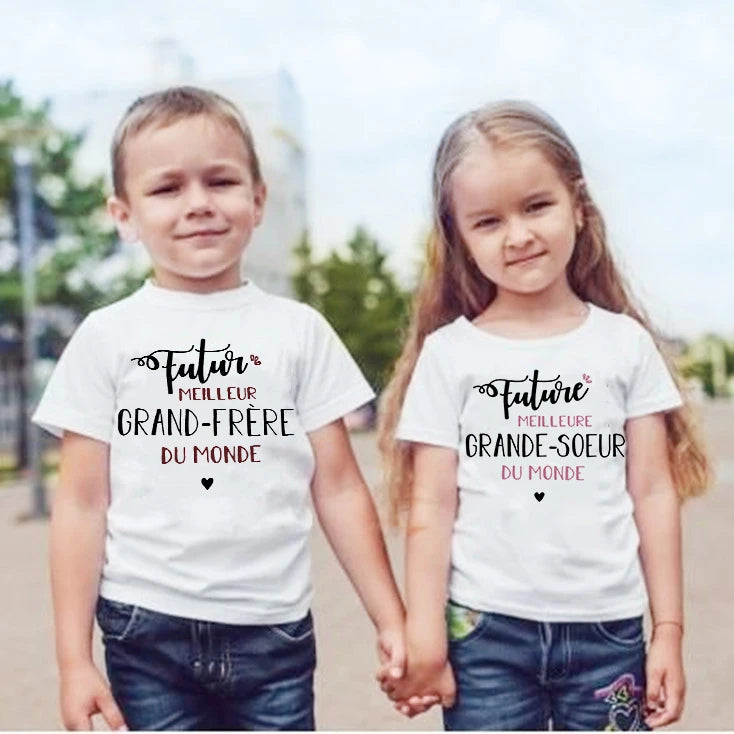 Future Big Brother/sister In The World Kids T-shirt  Baby Announcement Pregnancy Child T Shirt Summer Boys Girls Clothes Gifts - Happy Bambino
