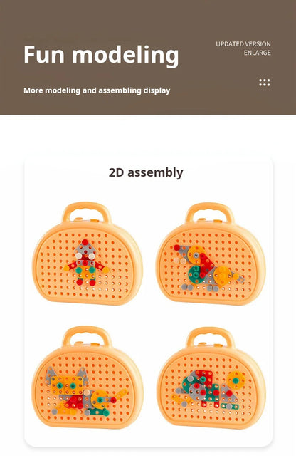 Baby Puzzle Assembling Toys Toolbox Electric Screwdriver Screw Repair Children Repair Kit Educational Toy - Happy Bambino