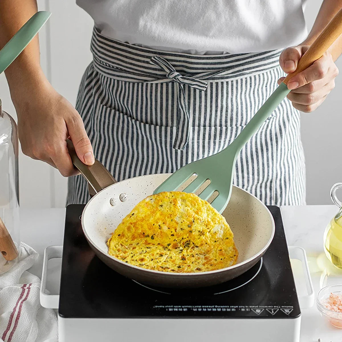 NEW Silicone Spatula Non Stick Pan Wooden Handle Silicone Vegetable Heat-resistant Silicone Cooking Spatula Spoon Kitchen tool - Happy Bambino