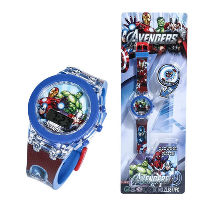 Flash Light Spiderman Kids Watches For Boys Cartoon Hello Kitty Mickey Children Watch Girls Student Clock Gifts free shipping - Happy Bambino