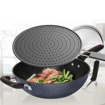 Silicone Kitchen Splatter Screen with Handle Heat-resisting Oil Splash Guard Drain Board Cover Kitchen Frying Pan Lid - Happy Bambino