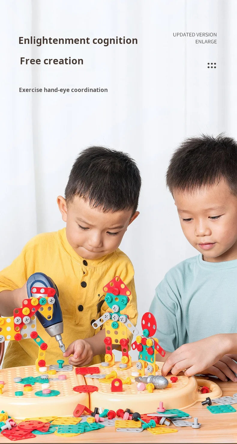 Baby Puzzle Assembling Toys Toolbox Electric Screwdriver Screw Repair Children Repair Kit Educational Toy - Happy Bambino