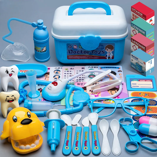 WizKidz Doctor Nurse Role Play Set Medical Tools With Stethoscope & Injectors In A Pretend Play Trolley Box Ideal Gift for Kids - Happy Bambino