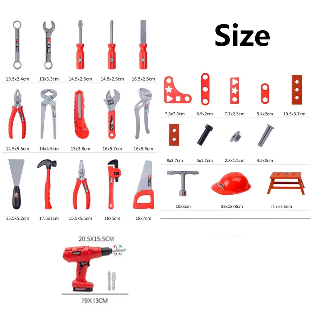 Pretend Tools Kit Kids Play Repair Tool Set Plastic Construction Toys with Screwdrivers for Toddler Boys Girls Child - Happy Bambino