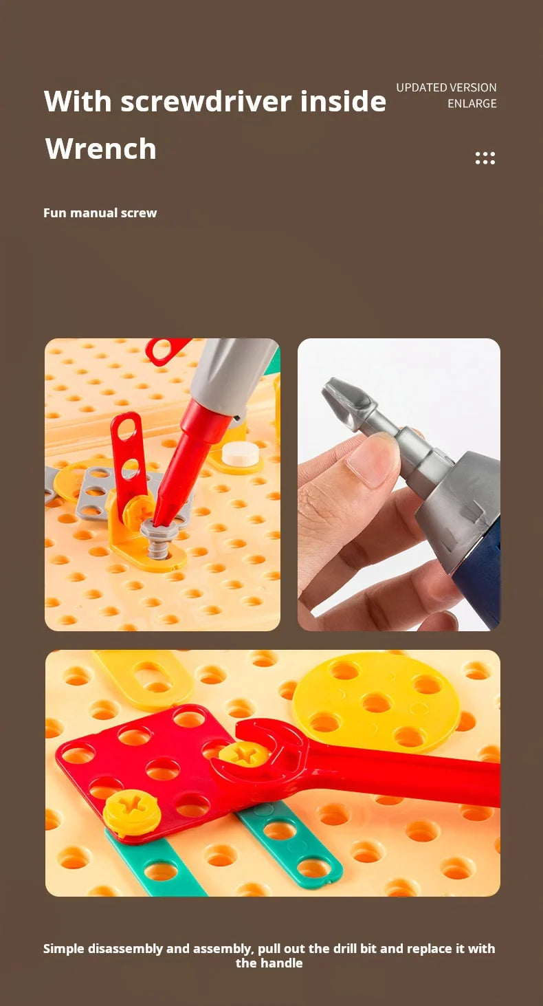 Baby Puzzle Assembling Toys Toolbox Electric Screwdriver Screw Repair Children Repair Kit Educational Toy - Happy Bambino