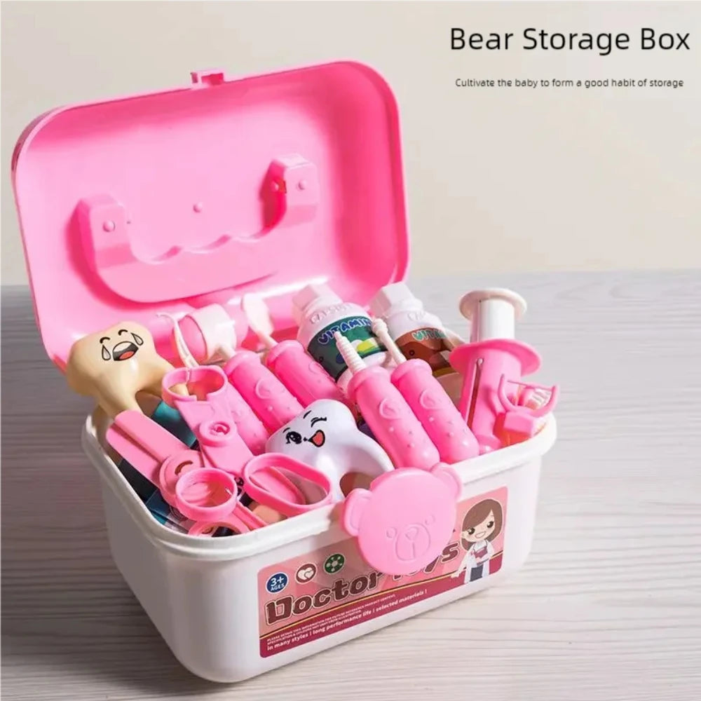 WizKidz Doctor Nurse Role Play Set Medical Tools With Stethoscope & Injectors In A Pretend Play Trolley Box Ideal Gift for Kids - Happy Bambino